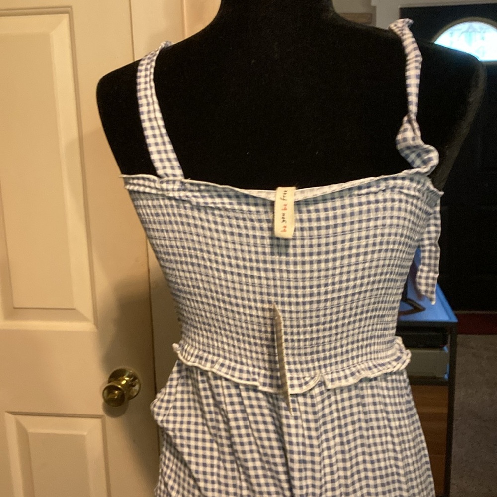Bebop from Anthropologie blue and white gingham maxi NWT size XS - Picture 5 of 8